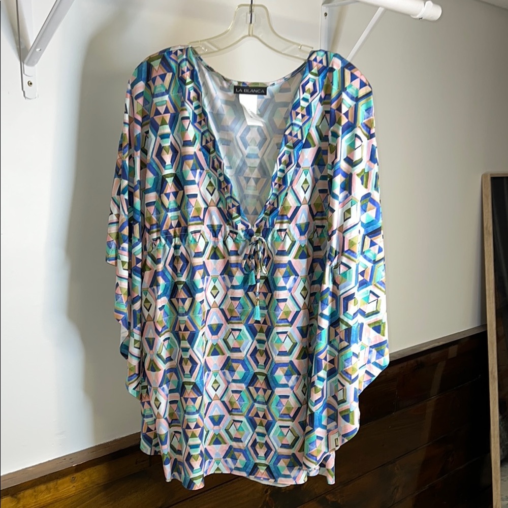 La Blanca Riviera‎ Renewal Tunic Caftan Cover Up- M
